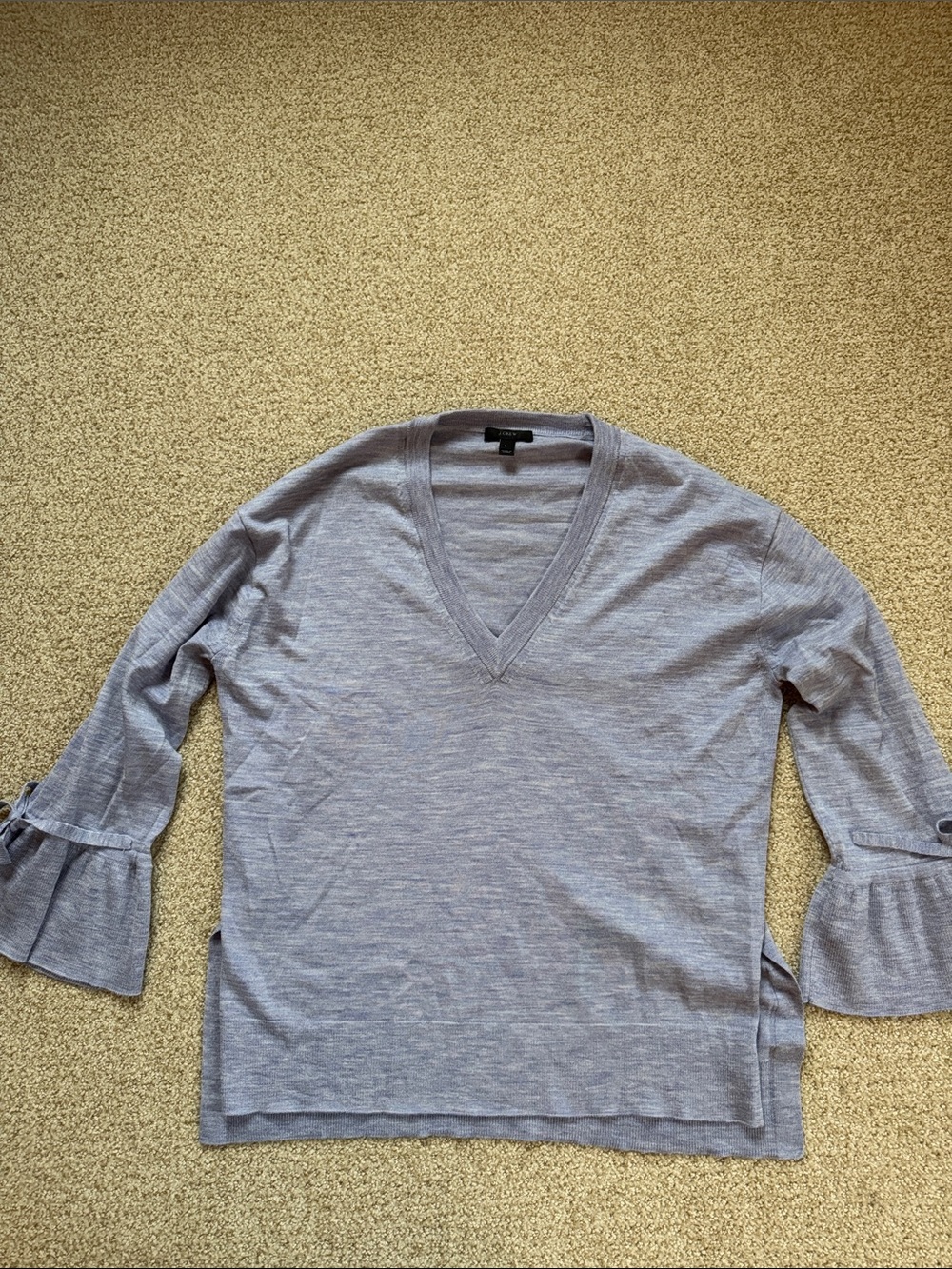 J. Crew Deep V-Neck Bell Sleeve Women's Top in Lavender